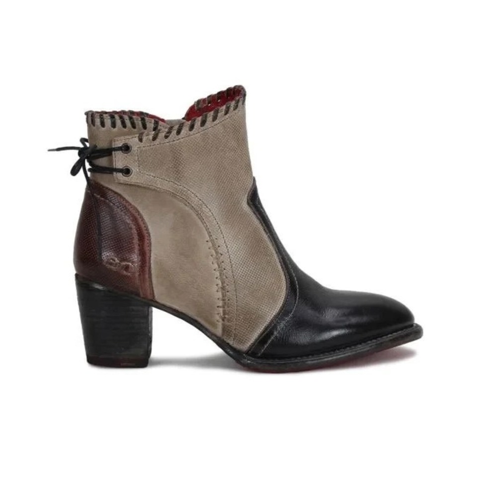 Bed Stu Bia Ankle Boots Womens 9 Brown Black Rustic Leather Block Heel